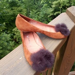NWOT Jeffrey Campbell "Francis" Suede Puffball Ballet Flats